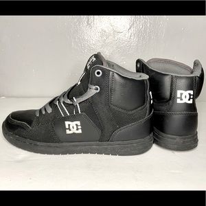 DC High Top Black & Grey Leather & Fabric Sneakers